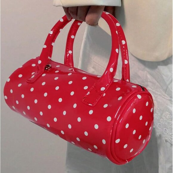 Women's Faux Leather Polka Dots Crossbody Bag Vintage Fashion Clutch - Picture 2 of 5